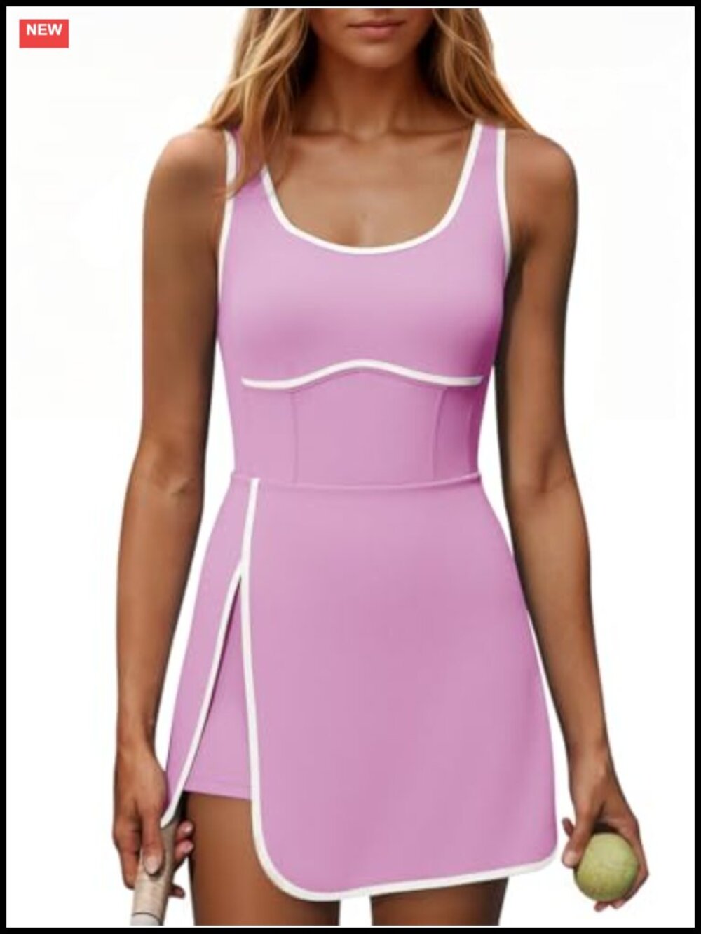 Women's Workout Tennis Golf Athletic Mini Dress Built-in Bra Shorts Pockets